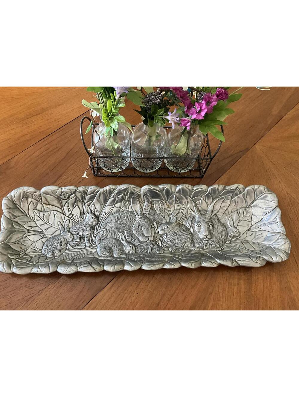 Vintage Arthur Court Bunnies Oblong Serving Tray